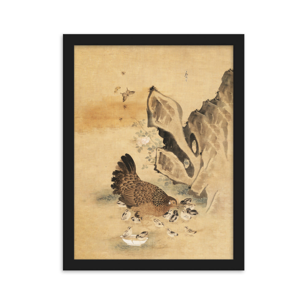Poster - Henne und Küken, Byeon Sang-byeok Byeon Sang-byeok Schwarz / 30×40 cm artlia