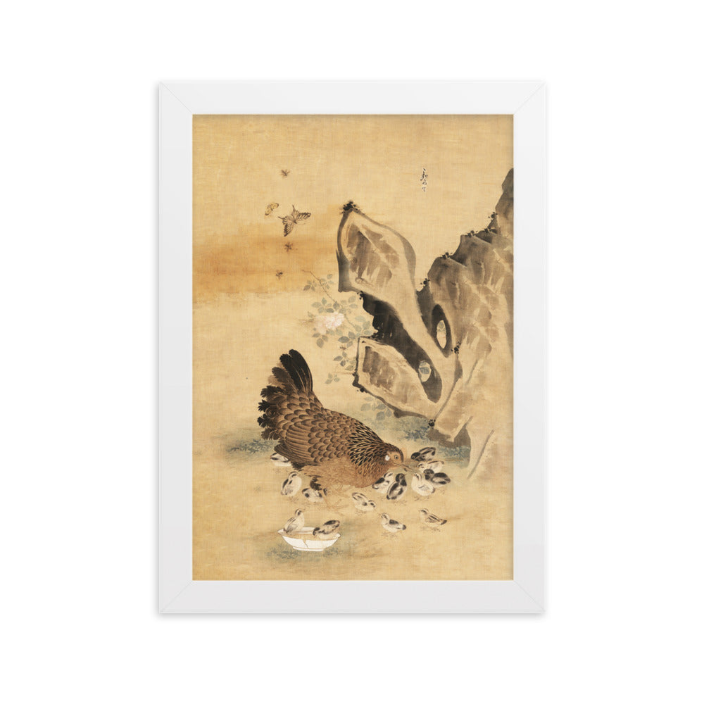 Poster - Henne und Küken, Byeon Sang-byeok Byeon Sang-byeok Weiß / 21×30 cm artlia