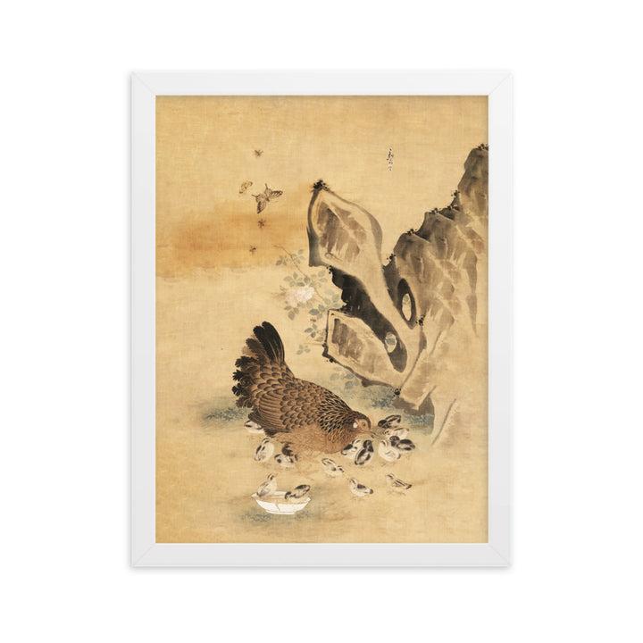 Poster - Henne und Küken, Byeon Sang-byeok Byeon Sang-byeok Weiß / 30×40 cm artlia