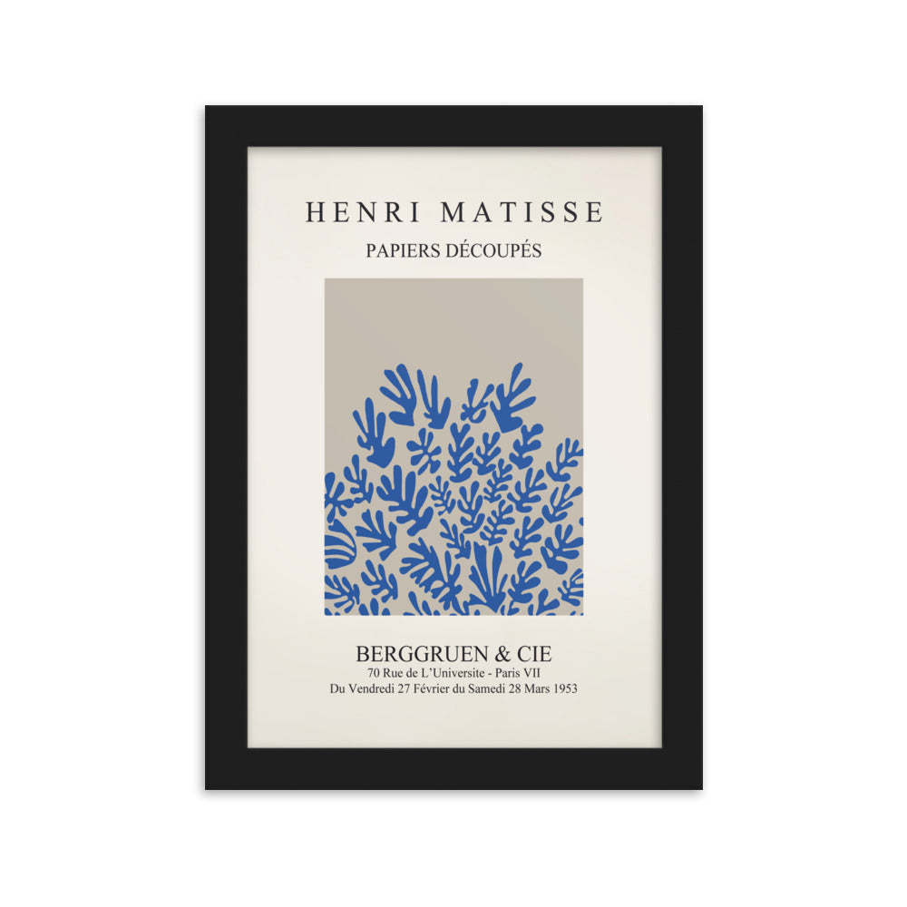 Poster - Henri Matisse, Papier Découpés blaue Blumen Henri Matisse Schwarz / 21×30 cm artlia