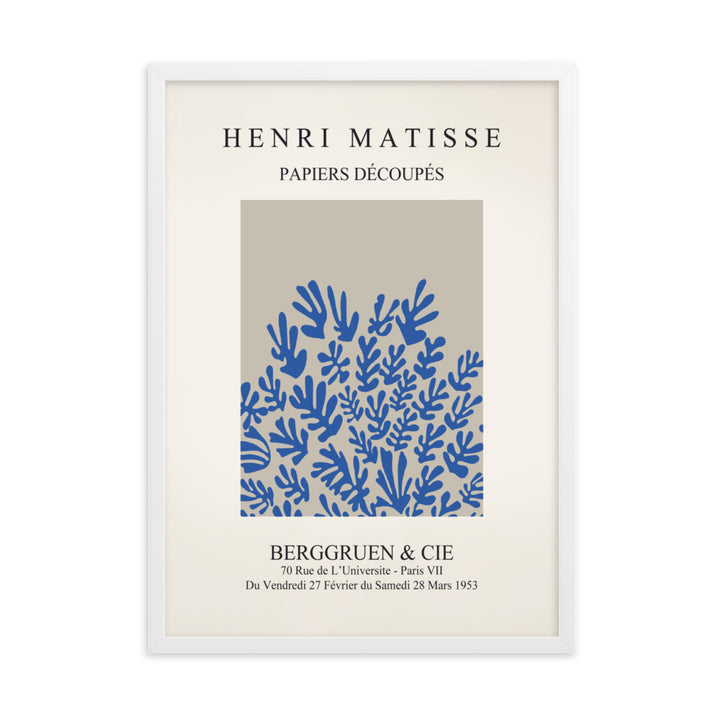 Poster - Henri Matisse, Papier Découpés blaue Blumen Henri Matisse Weiß / 50×70 cm artlia