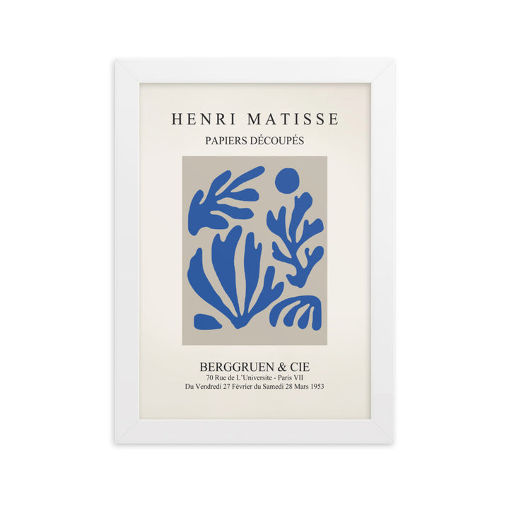 Poster - Henri Matisse, Papier Découpés blauer Garten I Henri Matisse Weiß / 21×30 cm artlia