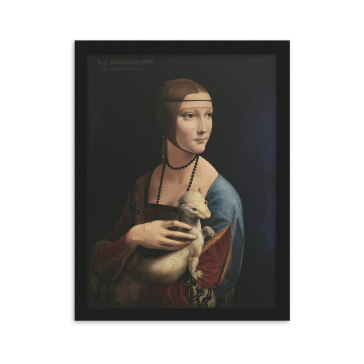 Poster - Leonardo da Vinci, Dame mit dem Hermelin Schwarz / 30×40 cm artlia