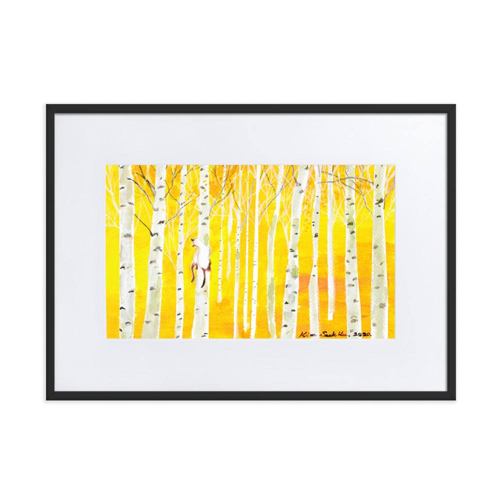 Poster mit Passepartout - Birkenwald Birch Forest Seokhee Kim Schwarz / 50×70 cm artlia