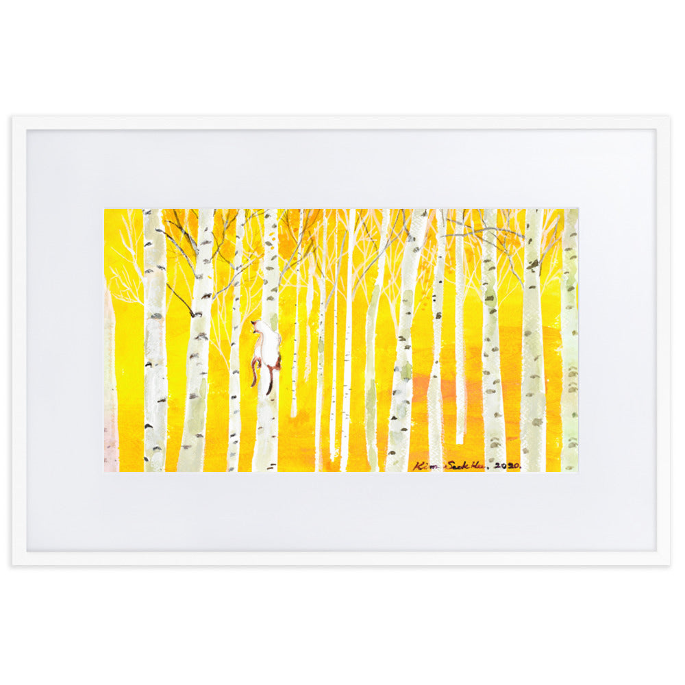 Poster mit Passepartout - Birkenwald Birch Forest Seokhee Kim Weiß / 61×91 cm artlia