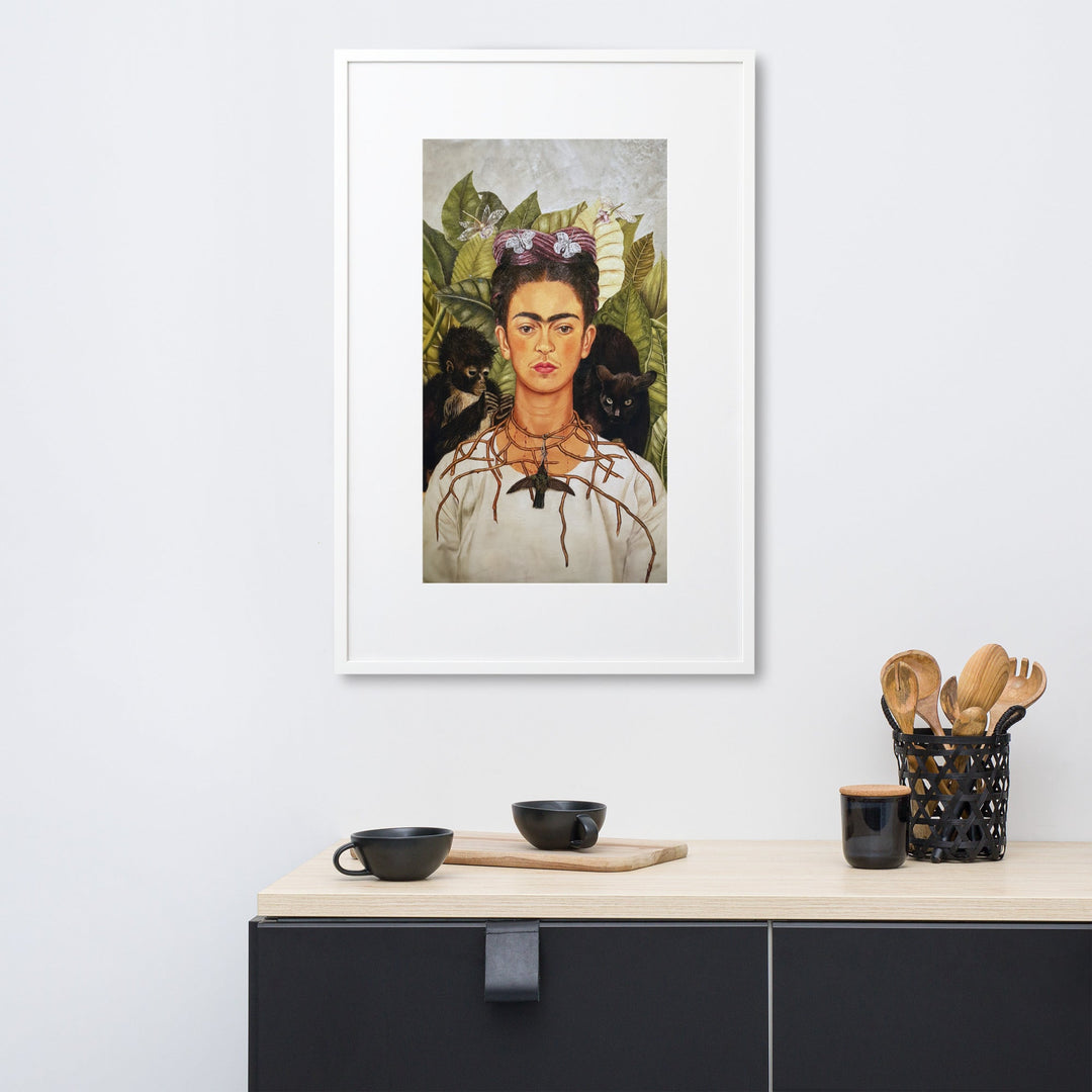 Poster mit Passepartout - Frida Kahlo with Thorn Necklace and Hummingbird Frida Kahlo artlia