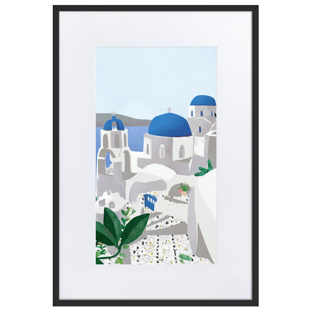 Poster mit Passepartout - Santorini Kuratoren von artlia Schwarz / 61×91 cm artlia