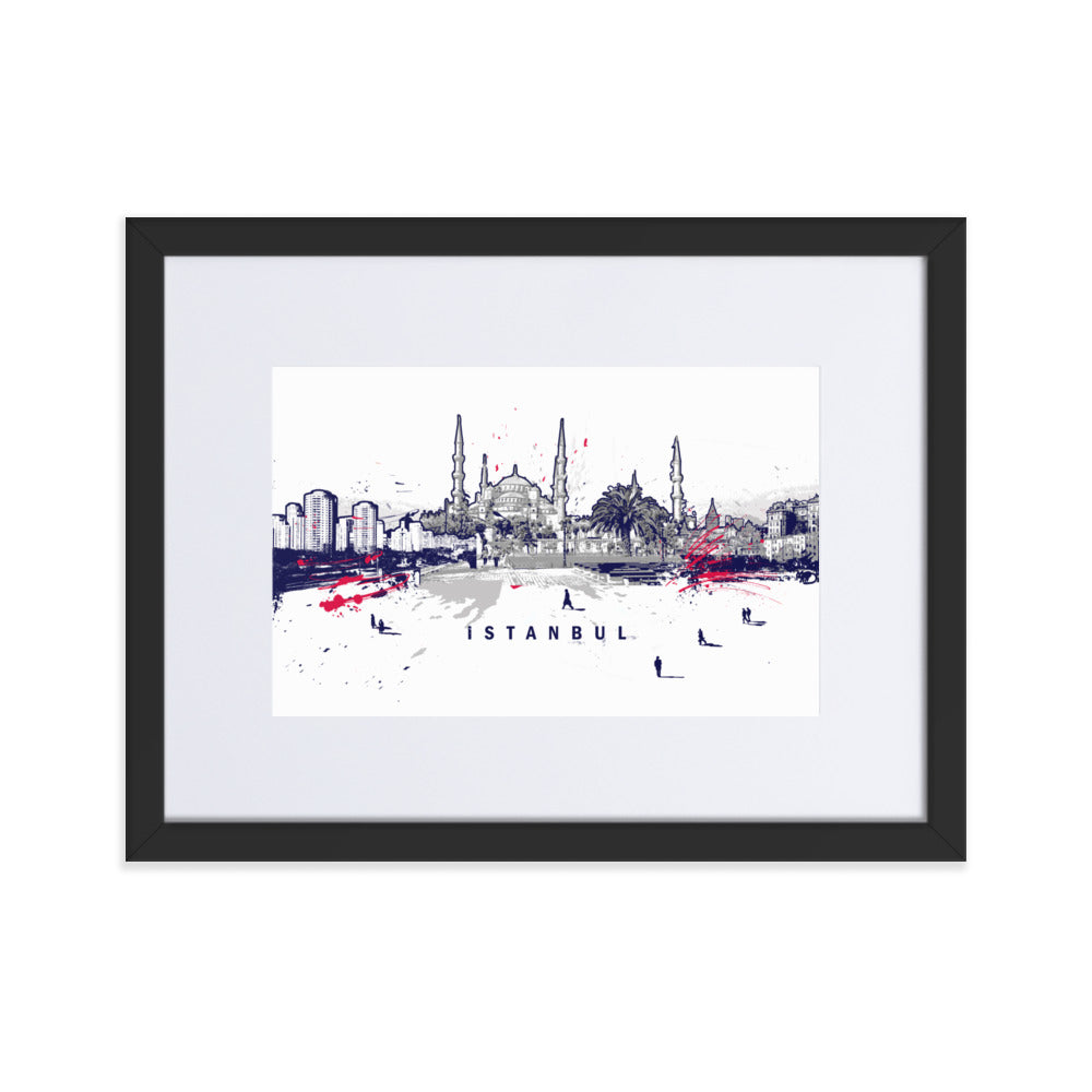 Poster mit Passepartout - Skyline Istanbul Marko Kurth Schwarz / 30×40 cm artlia