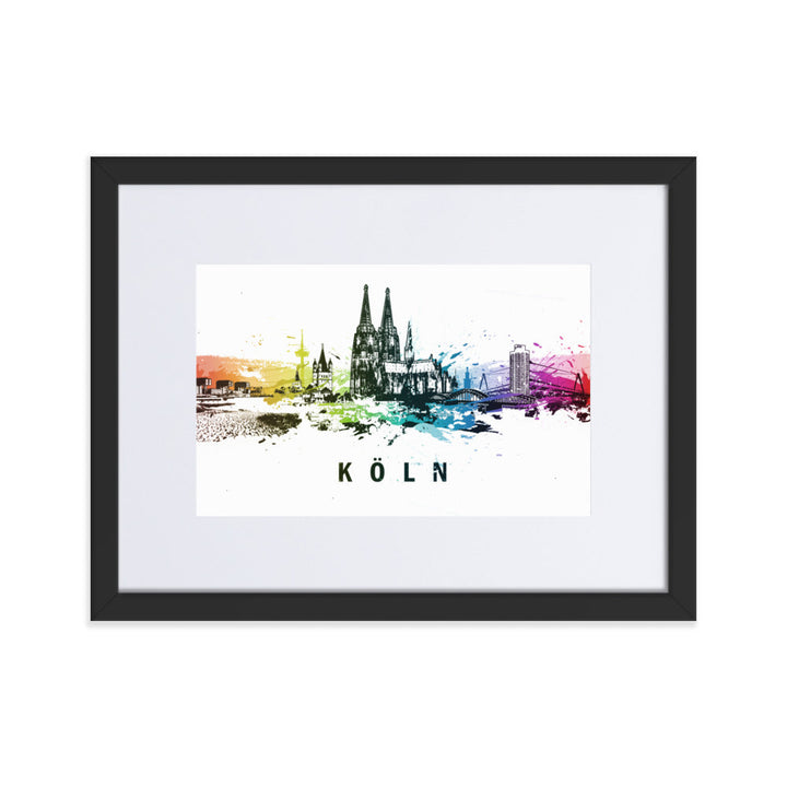 Poster mit Passepartout - Skyline Köln Marko Kurth Schwarz / 30×40 cm artlia