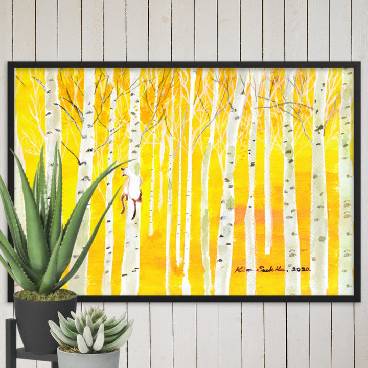 Poster mit Rahmen - Birkenwald Birch Forest Seokhee Kim artlia