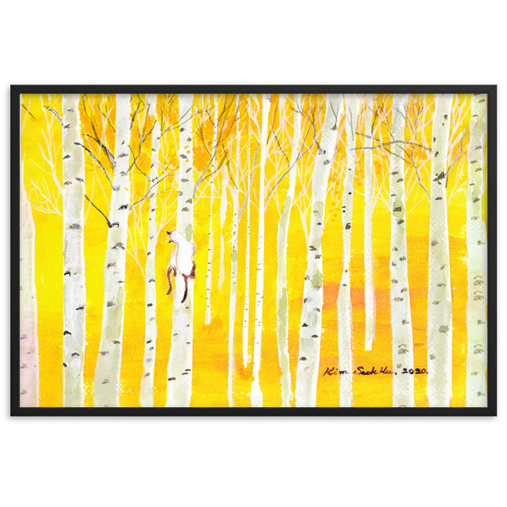 Poster mit Rahmen - Birkenwald Birch Forest Seokhee Kim Schwarz / 61×91 cm artlia