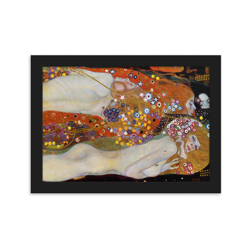 Poster mit Rahmen - Gustav Klimt, Wasserschlangen II Kuratoren von artlia Schwarz / 21×30 cm artlia