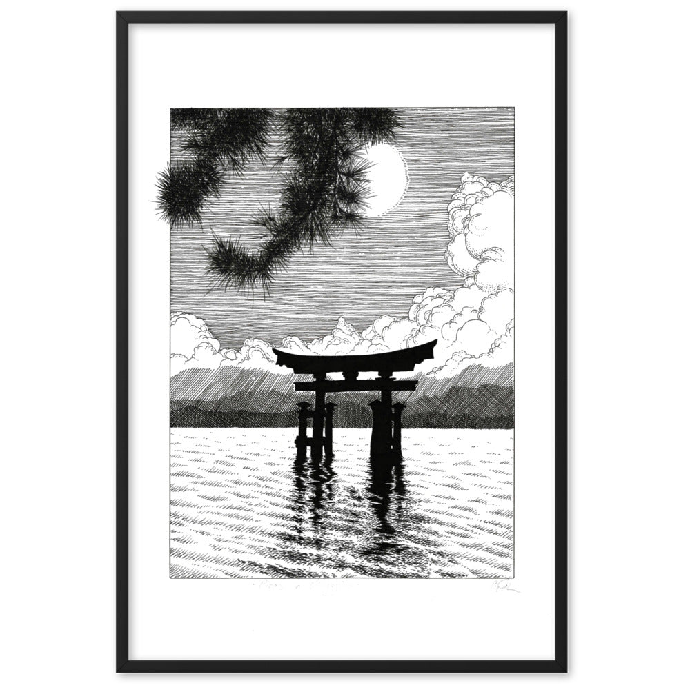 Poster mit Rahmen - Miyajima Pavel Illustrations Schwarz / 61×91 cm artlia