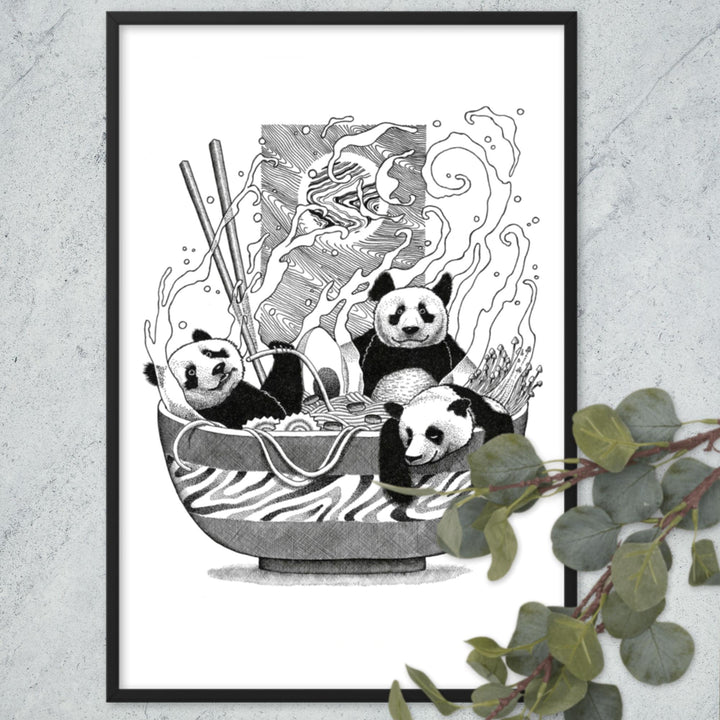 Poster mit Rahmen - Panda Ramen Pavel Illustrations artlia