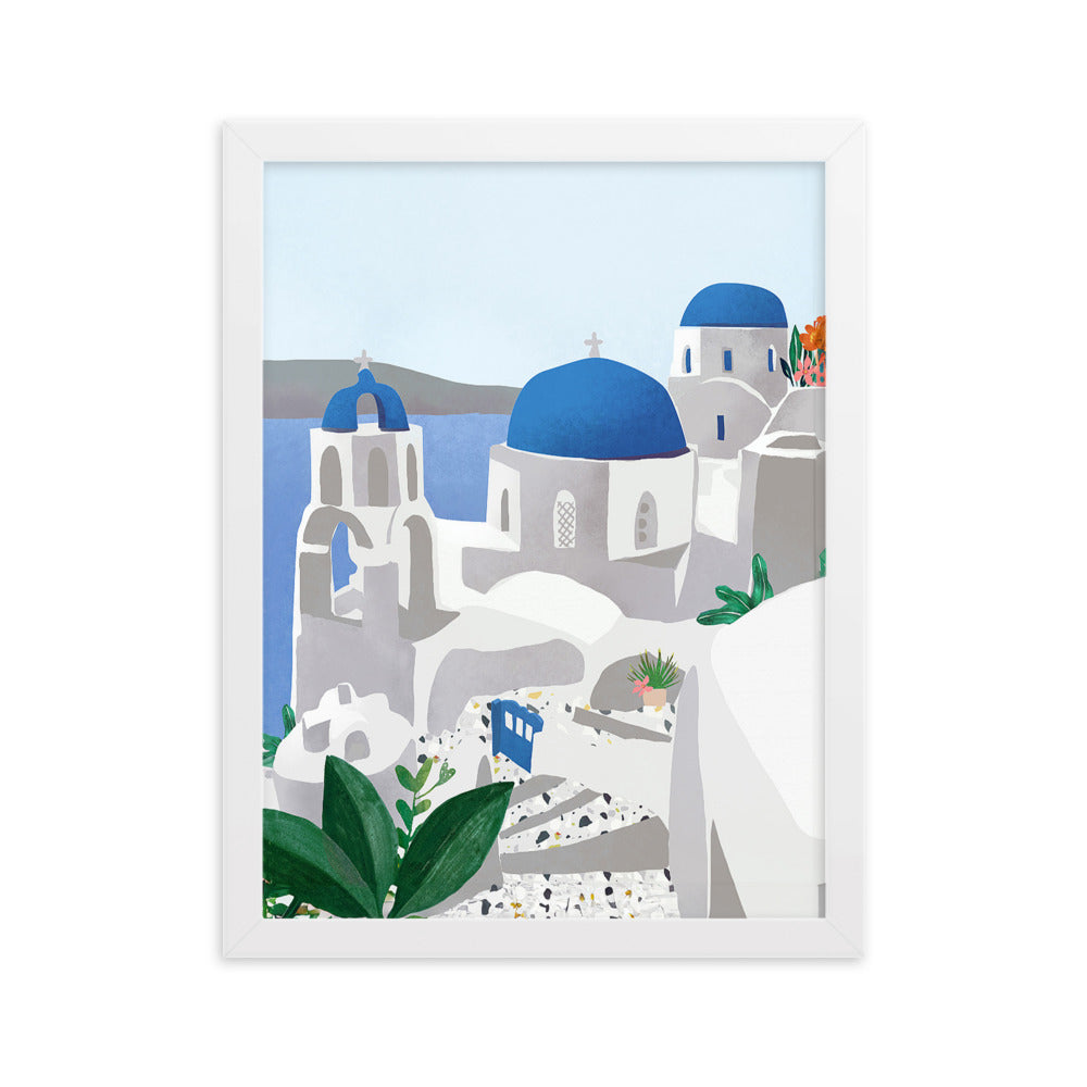 Poster mit Rahmen - Santorini Kuratoren von artlia Weiß / 30×40 cm artlia