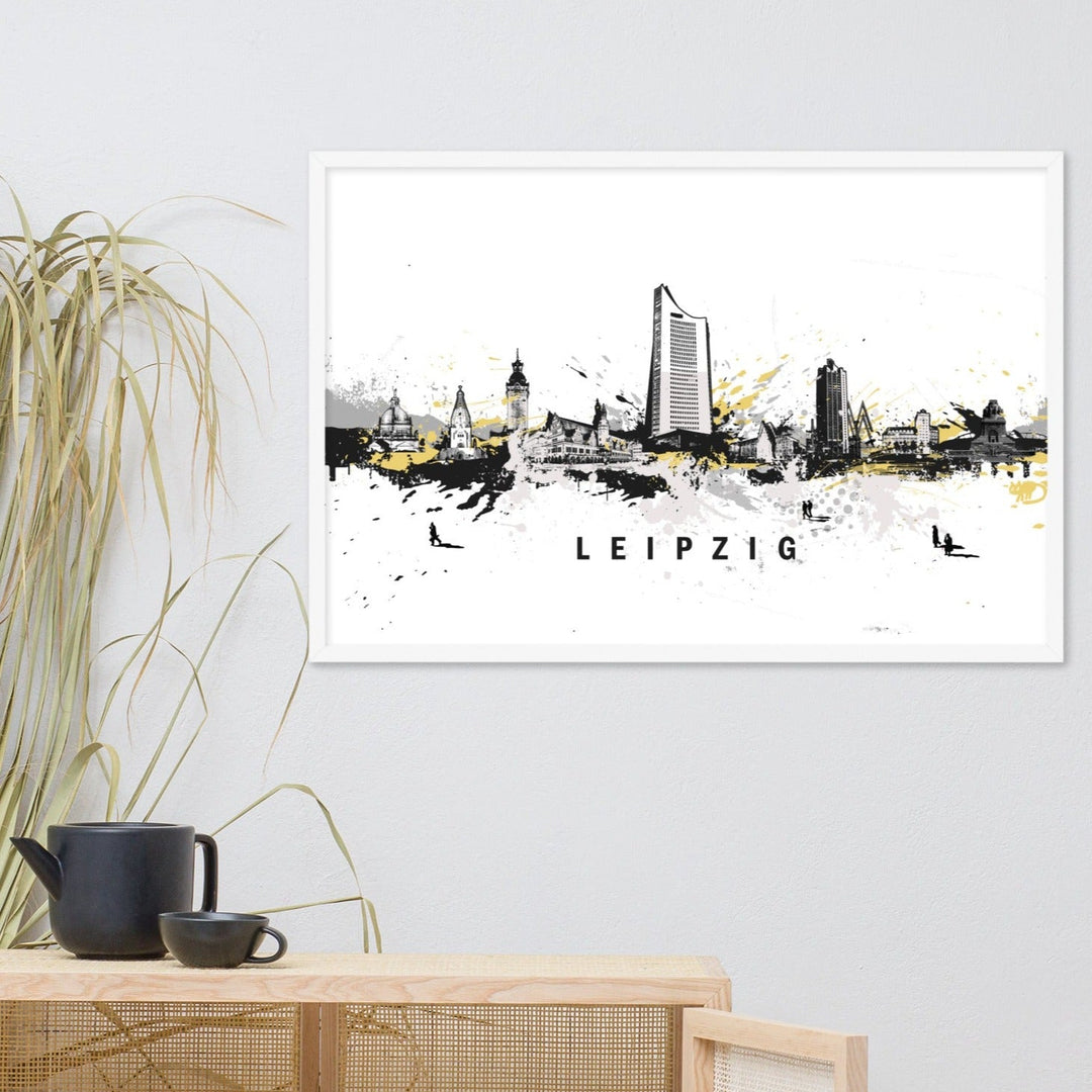 Poster mit Rahmen - Skyline Leipzig Marko Kurth artlia