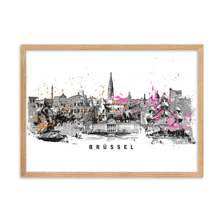 Poster - Skyline Brüssel Marko Kurth Oak / 50×70 cm artlia