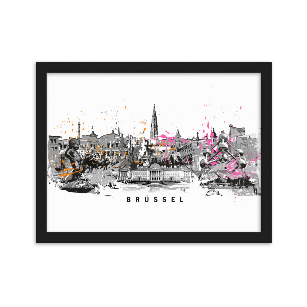 Poster - Skyline Brüssel Marko Kurth Schwarz / 30×40 cm artlia