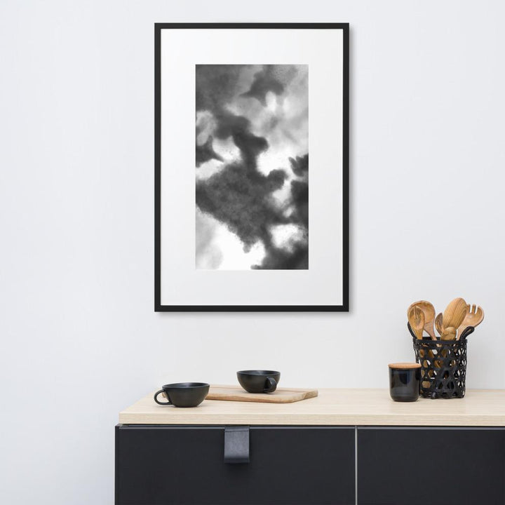 Black Watercolor - Poster im Rahmen mit Passepartout artlia artlia