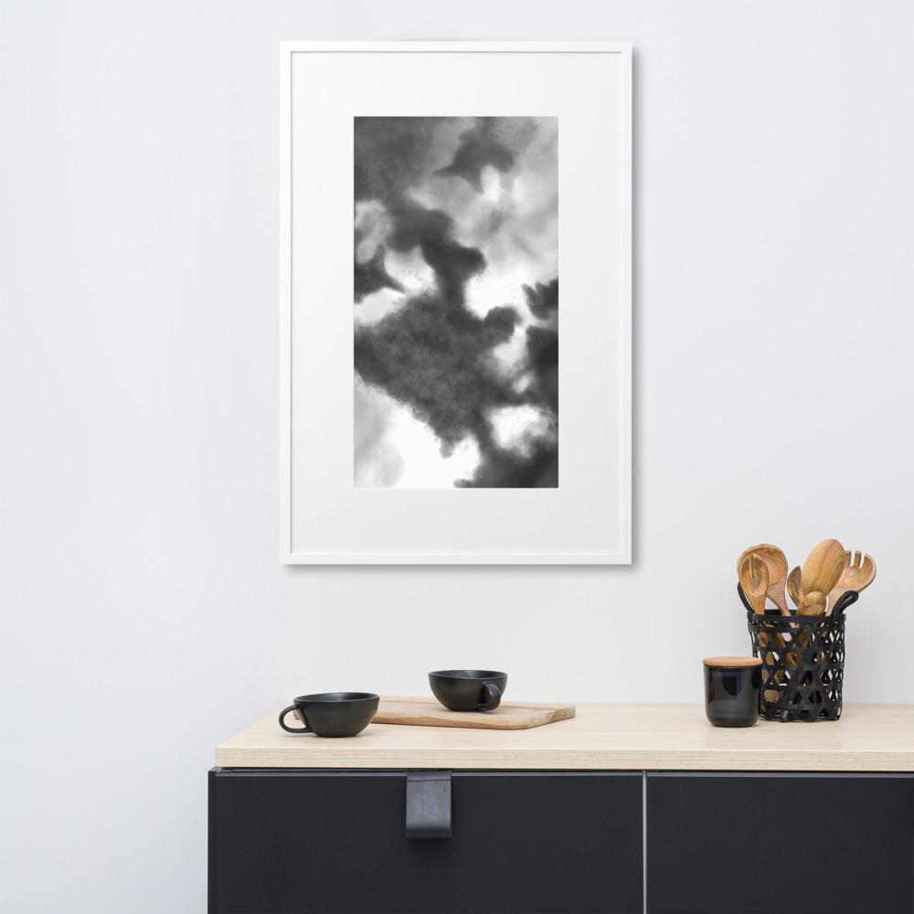 Black Watercolor - Poster im Rahmen mit Passepartout artlia artlia