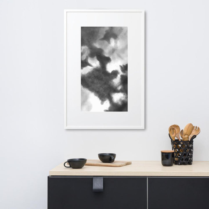 Black Watercolor - Poster im Rahmen mit Passepartout artlia artlia