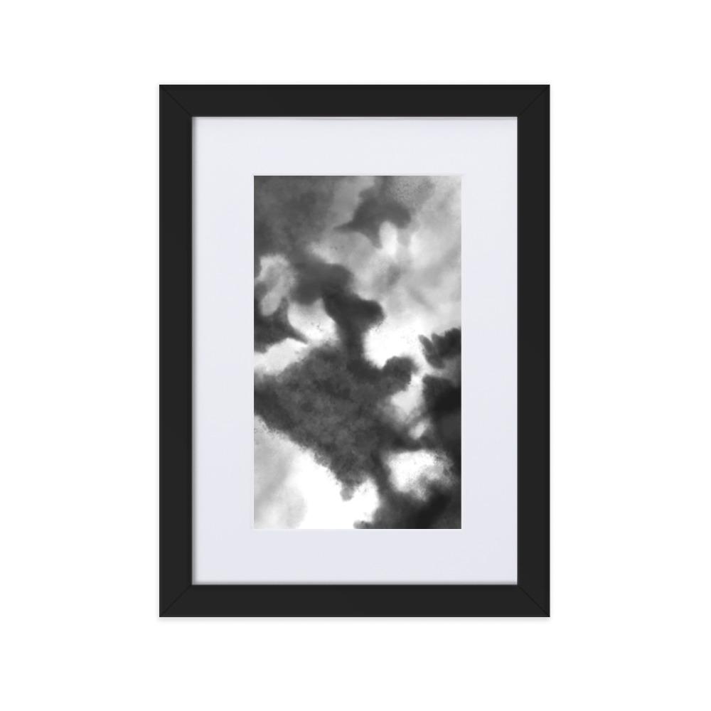Black Watercolor - Poster im Rahmen mit Passepartout artlia Schwarz / 21×30 cm artlia