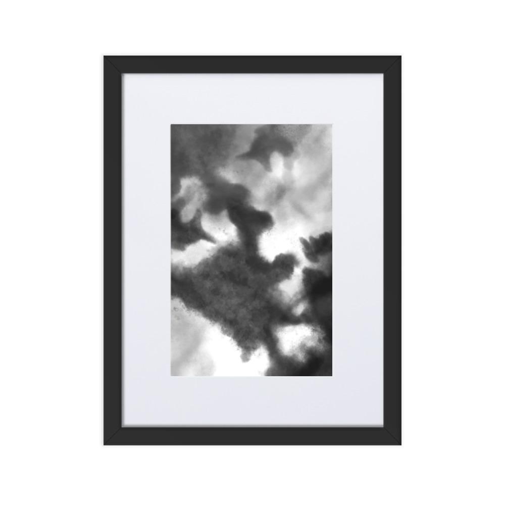 Black Watercolor - Poster im Rahmen mit Passepartout artlia Schwarz / 30×40 cm artlia