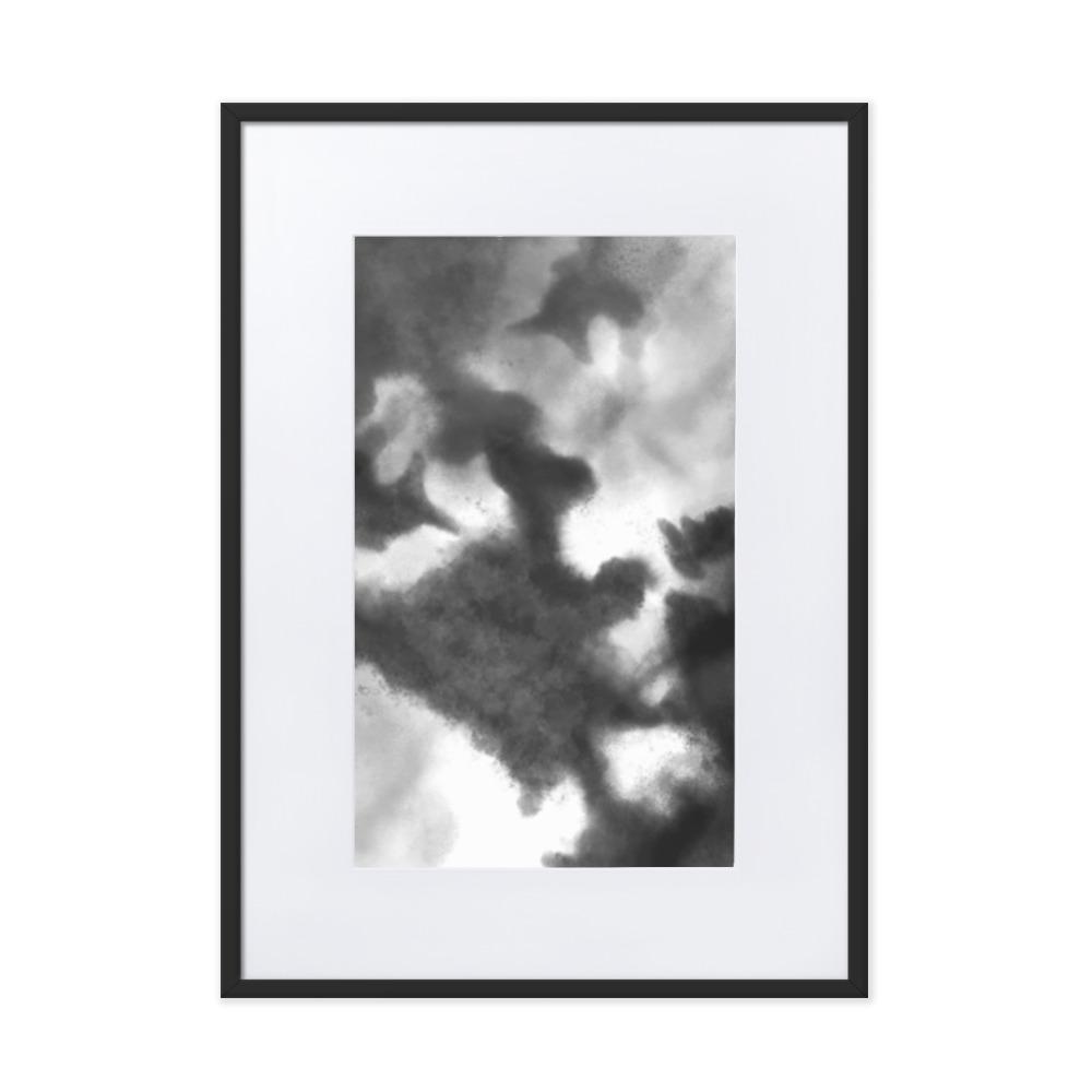 Black Watercolor - Poster im Rahmen mit Passepartout artlia Schwarz / 50×70 cm artlia