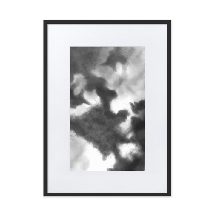 Black Watercolor - Poster im Rahmen mit Passepartout artlia Schwarz / 50×70 cm artlia