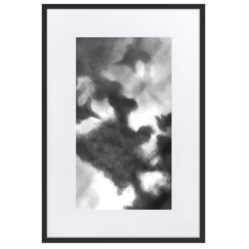 Black Watercolor - Poster im Rahmen mit Passepartout artlia Schwarz / 61×91 cm artlia
