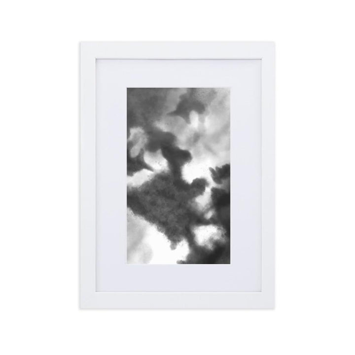 Black Watercolor - Poster im Rahmen mit Passepartout artlia Weiß / 21×30 cm artlia