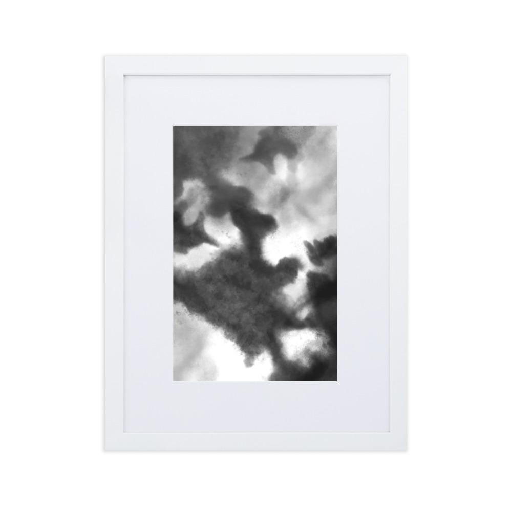 Black Watercolor - Poster im Rahmen mit Passepartout artlia Weiß / 30×40 cm artlia