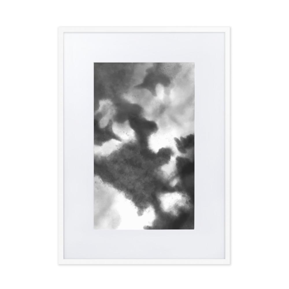 Black Watercolor - Poster im Rahmen mit Passepartout artlia Weiß / 50×70 cm artlia