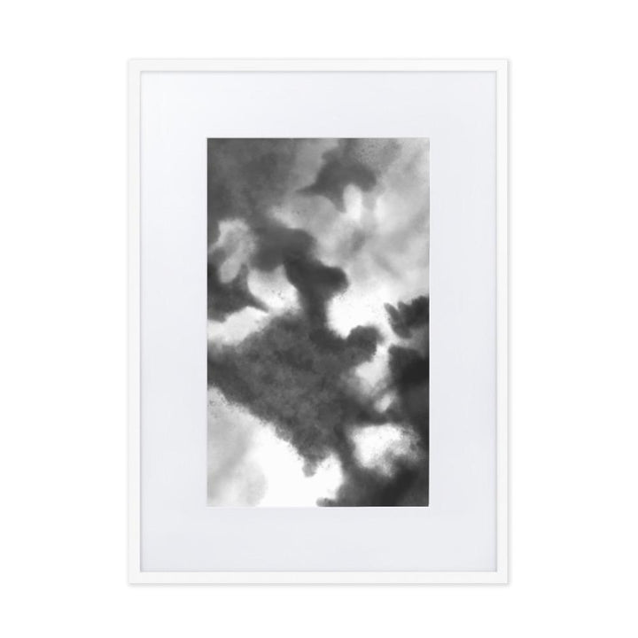 Black Watercolor - Poster im Rahmen mit Passepartout artlia Weiß / 50×70 cm artlia