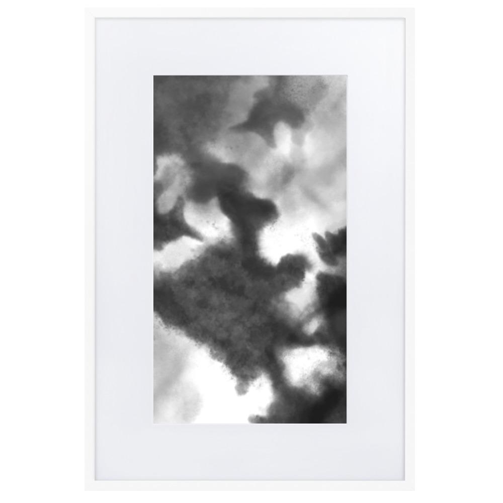 Black Watercolor - Poster im Rahmen mit Passepartout artlia Weiß / 61×91 cm artlia