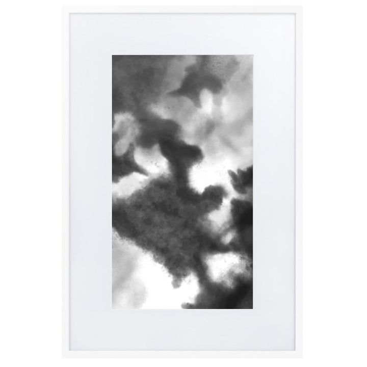 Black Watercolor - Poster im Rahmen mit Passepartout artlia Weiß / 61×91 cm artlia