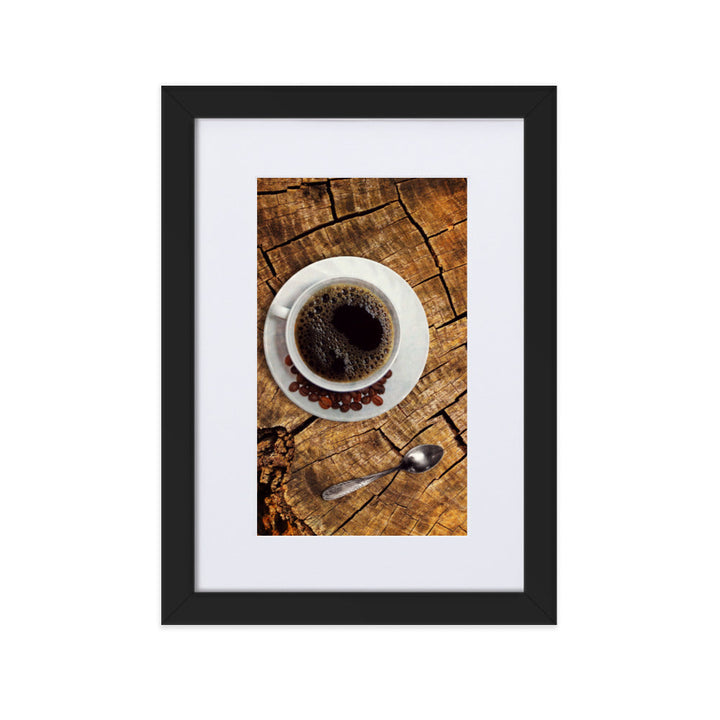 Café in nature - Poster im Rahmen mit Passepartout Kuratoren von artlia Schwarz / 21×30 cm artlia