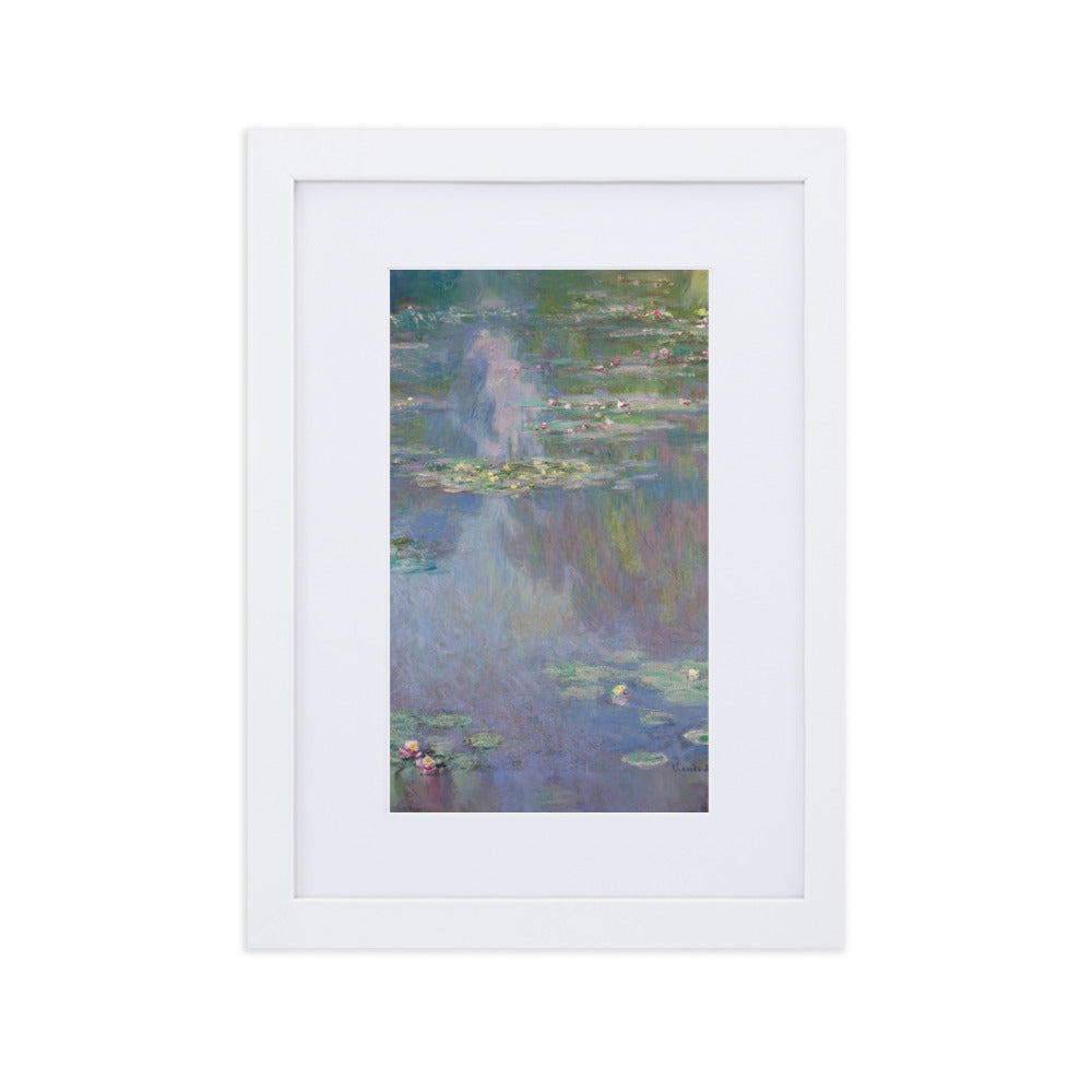 Claude Monet, Seerosen - Poster im Rahmen mit Passepartout Claude Monet Weiß / 21×30 cm artlia