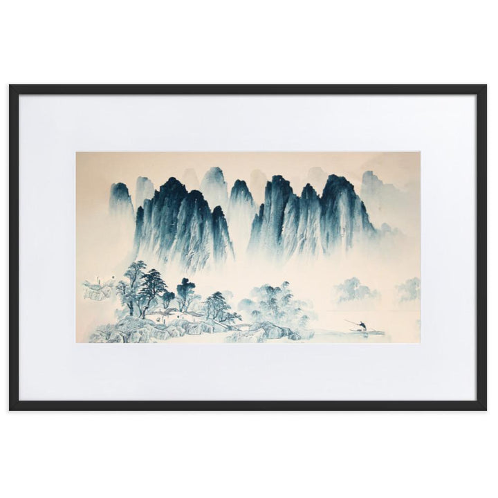 Die Berge Asiens - Poster im Rahmen mit Passepartout artlia Schwarz / 61×91 cm artlia