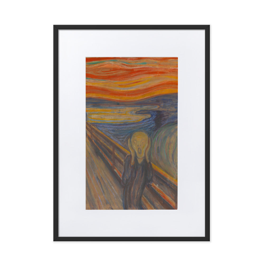 Edvard Munch, The Scream - Poster im Rahmen mit Passepartout Edvard Munch Schwarz / 50×70 cm artlia