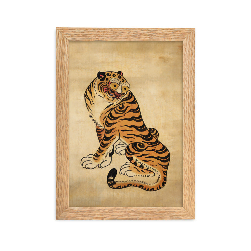 freundlicher Tiger - Poster im Rahmen Kuratoren von artlia Oak / 21×30 cm artlia