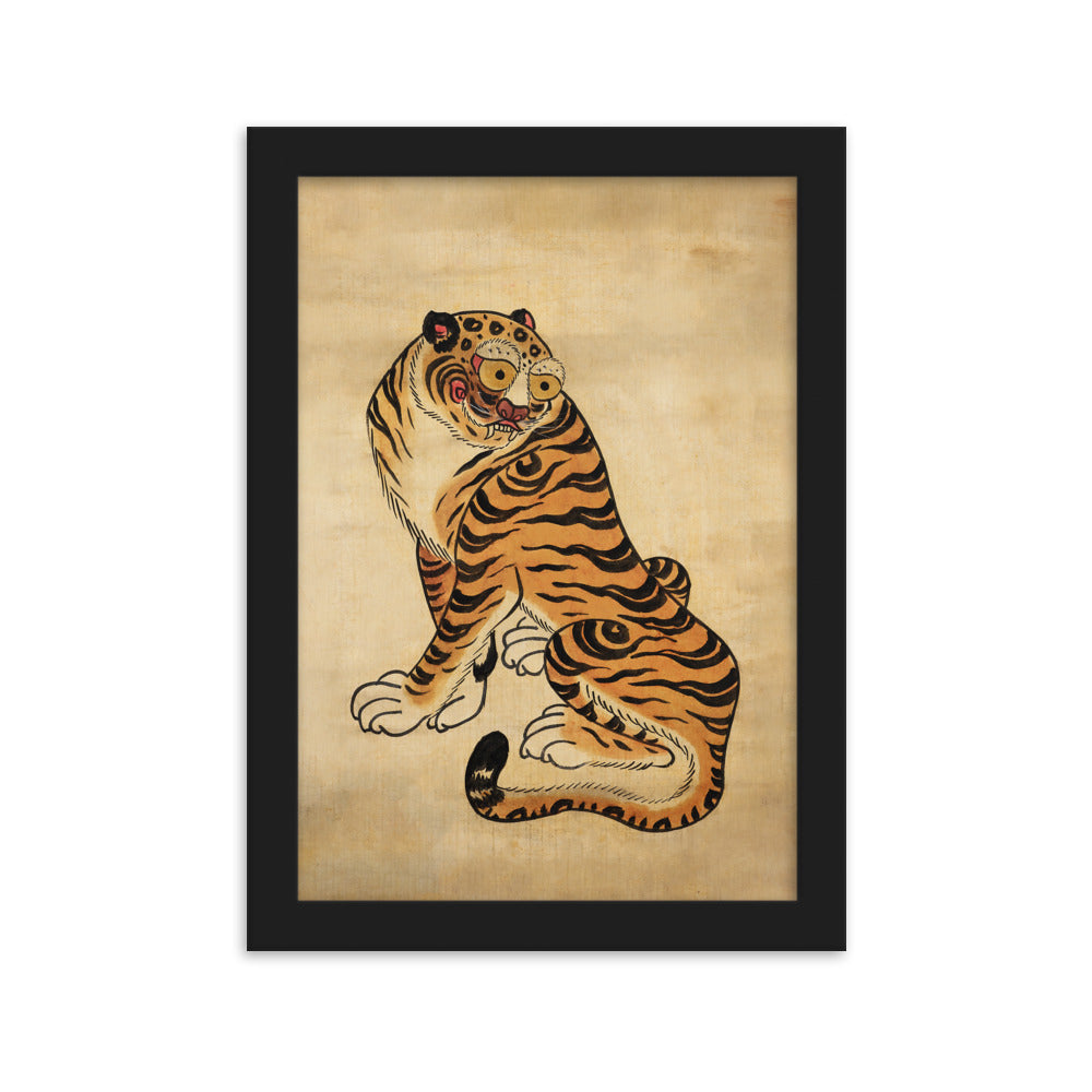 freundlicher Tiger - Poster im Rahmen Kuratoren von artlia Schwarz / 21×30 cm artlia