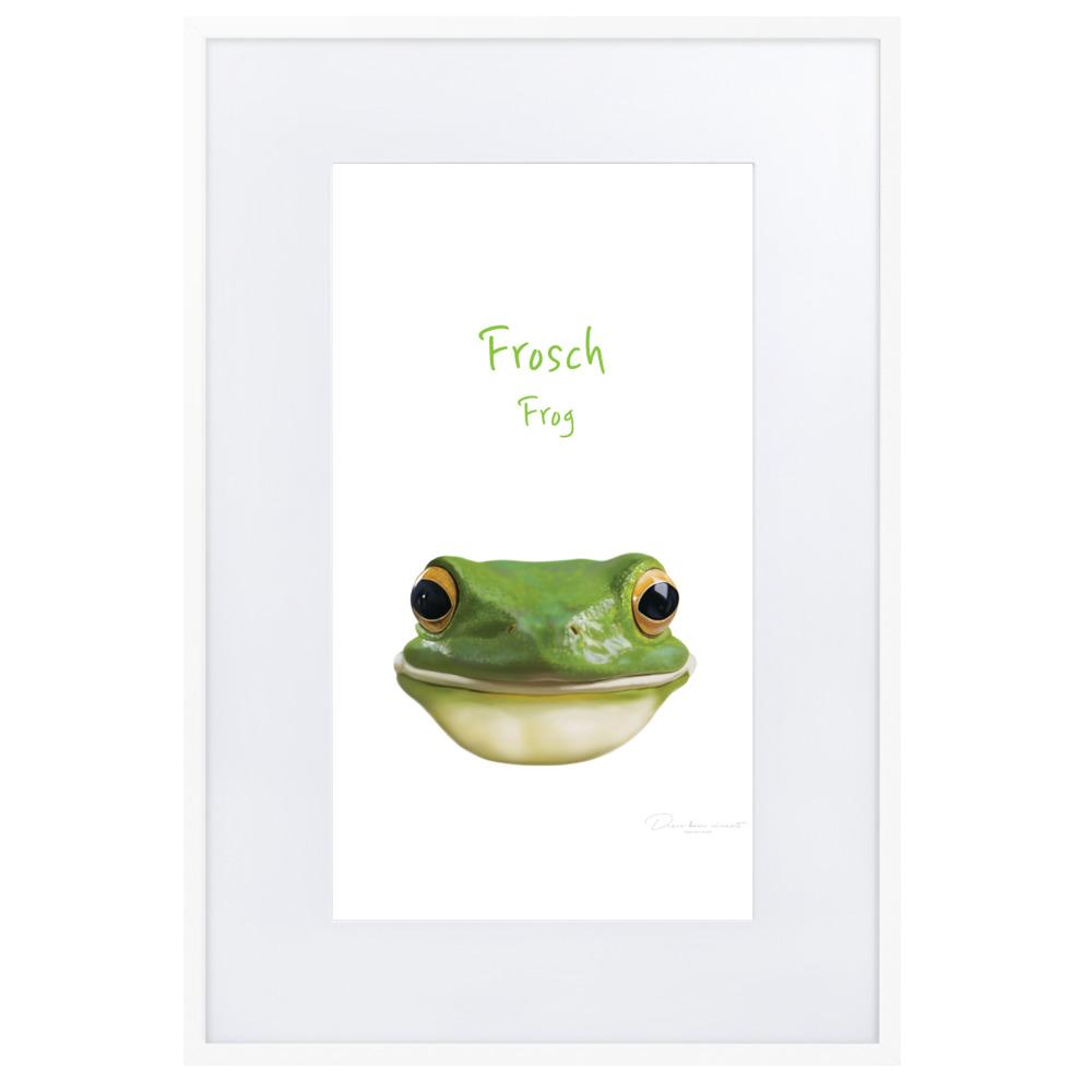 Frosch - Poster im Rahmen mit Passepartout dear.bon.vivant weiß / 61×91 cm artlia