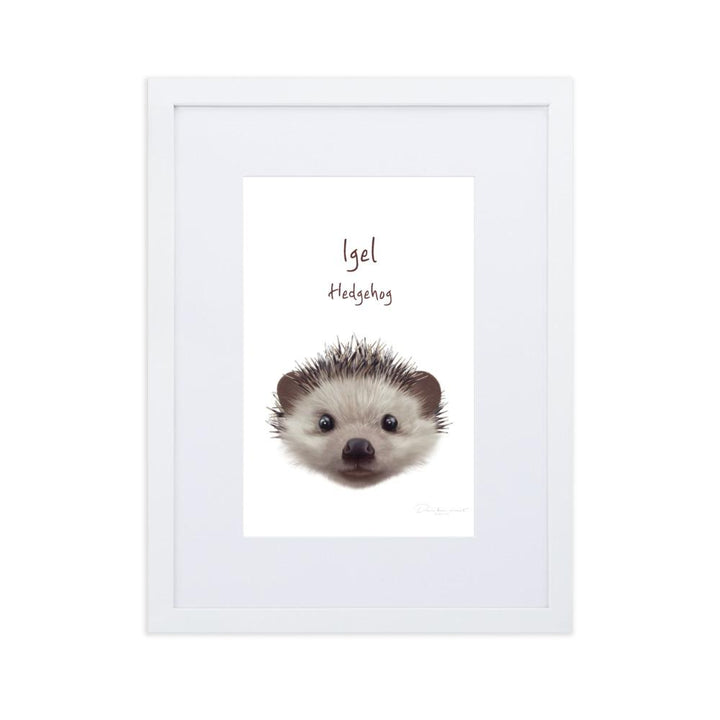 Igel - Poster im Rahmen mit Passepartout dear.bon.vivant weiß / 30×40 cm artlia