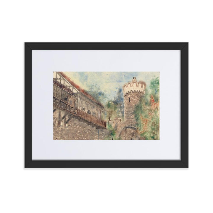 Jena Pulverturm - Poster im Rahmen mit Passepartout Sergej Uchatsch schwarz / 30×40 cm artlia