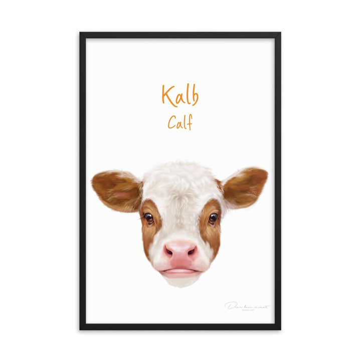 Kalb - Poster im Rahmen für Kinder dear.bon.vivant schwarz / 61x91 cm artlia