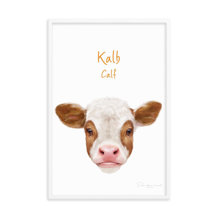 Kalb - Poster im Rahmen für Kinder dear.bon.vivant weiß / 61x91 cm artlia