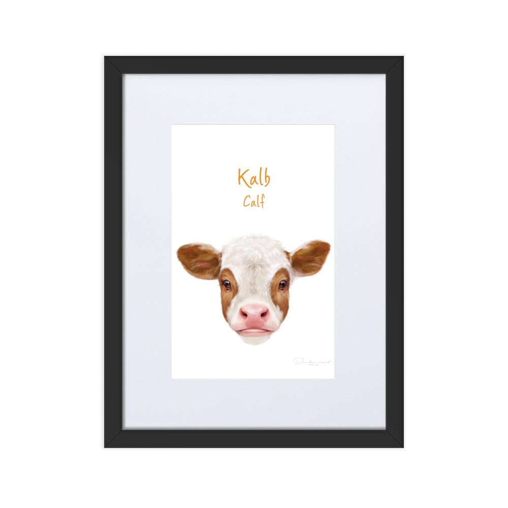 Kalb - Poster im Rahmen mit Passepartout dear.bon.vivant schwarz / 30×40 cm artlia