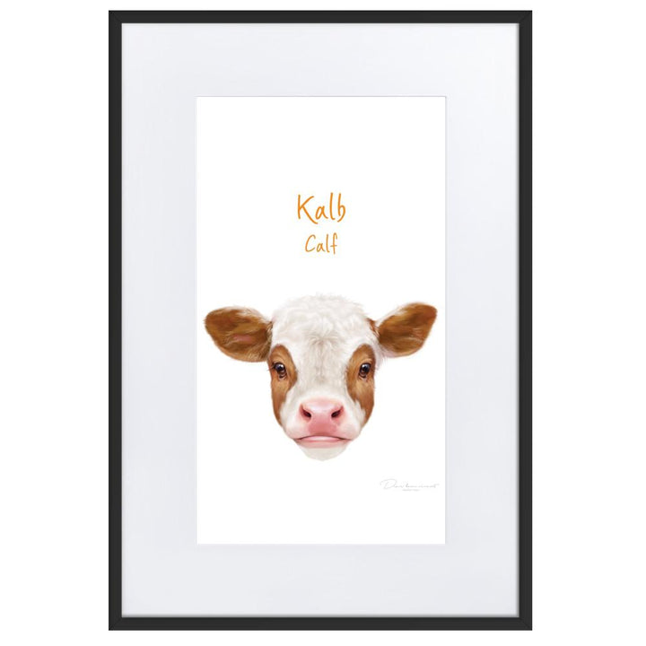 Kalb - Poster im Rahmen mit Passepartout dear.bon.vivant schwarz / 61×91 cm artlia