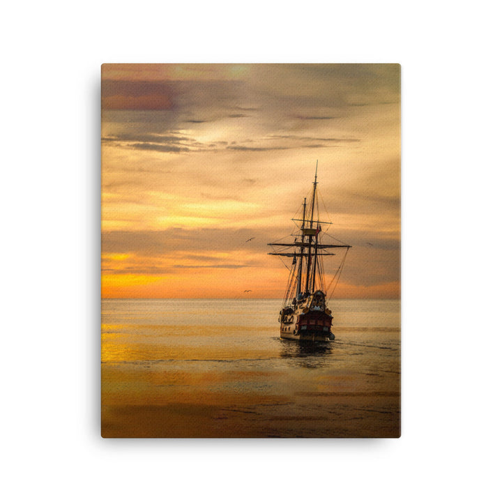 Leinwand - Schiff im Sonnenuntergang Kuratoren von artlia 41x51 cm artlia